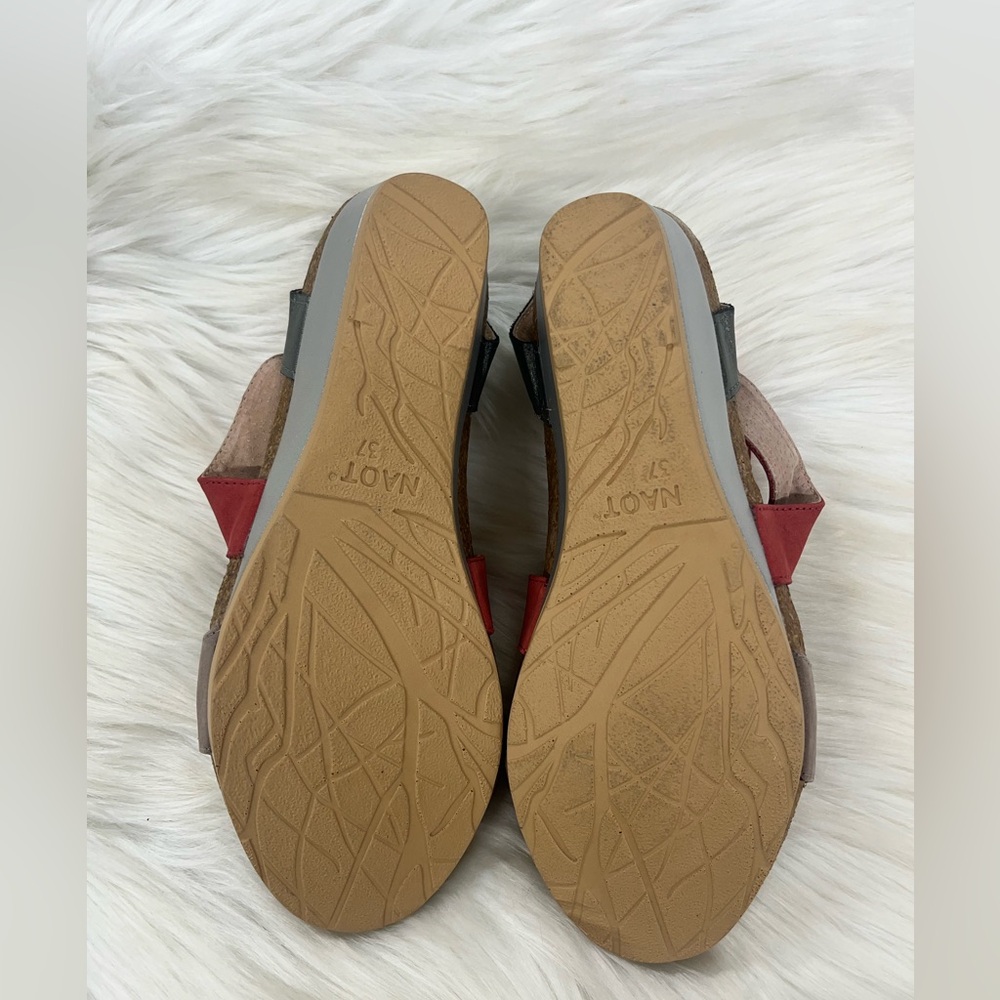 NAOT NEW vixen size 6 6.5 (37) Red Nubuck Ankle Strap Heel Wedge Sandals Shoes - Picture 5 of 10